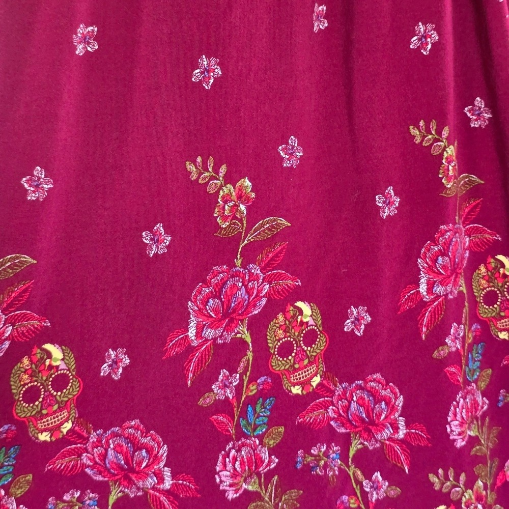 Torrid Womens Plus Size 28/30 Burgundy Floral Sugar Skull Maxi Dress 5X - Picture 3 of 9